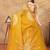 Yellow printed art silk designer pallu saree