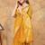 Yellow printed art silk designer pallu saree