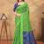 Parrot green printed art silk designer pallu saree