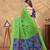 Parrot green printed art silk designer pallu saree