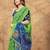 Parrot green printed art silk designer pallu saree