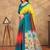 Multicolor printed art silk designer pallu saree