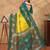 Yellow printed art silk designer pallu saree