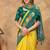 Yellow printed art silk designer pallu saree