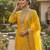 Yellow color designer pure gmy silk sequins embroidered work readymade suit