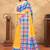 Yellow printed art silk designer pallu saree