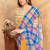 Yellow printed art silk designer pallu saree