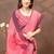 Pink printed art silk designer pallu saree