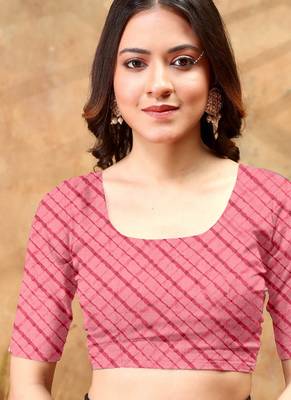 Pink printed art silk designer pallu saree 5