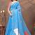 Sky blue printed art silk designer pallu saree