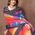 Multicolor printed art silk designer pallu saree