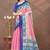 Baby pink printed art silk designer pallu saree