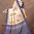 Cream printed art silk designer pallu saree