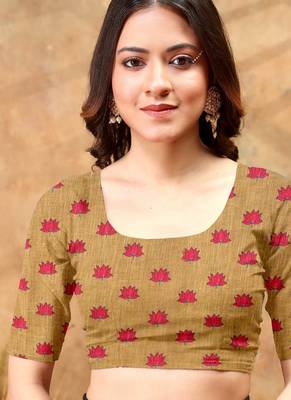 Mustard printed art silk designer pallu saree 5