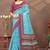 Sky blue printed art silk designer pallu saree