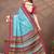 Sky blue printed art silk designer pallu saree