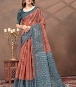 Maroon printed art silk designer pallu saree