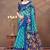 Teal printed art silk designer pallu saree