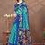 Teal printed art silk designer pallu saree