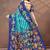 Teal printed art silk designer pallu saree