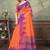 Orange printed art silk designer pallu saree