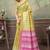 Lemon printed art silk designer pallu saree