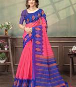 Pink printed art silk designer pallu saree