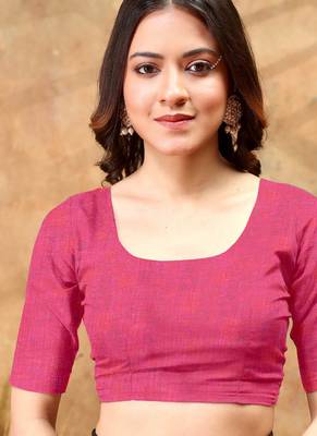 Hot pink printed art silk designer pallu saree 5