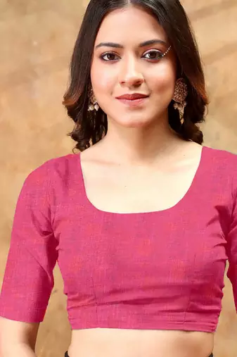 Hot pink printed art silk designer pallu saree