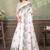White printed art silk designer pallu saree
