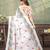 White printed art silk designer pallu saree