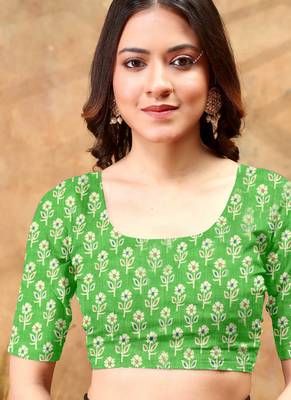 Light yellow printed art silk designer pallu saree 5