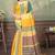 Yellow printed art silk designer pallu saree