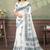 White printed art silk designer pallu saree