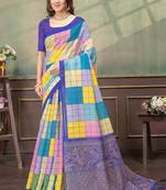 Multicolor printed art silk designer pallu saree