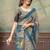 Grey printed art silk designer pallu saree