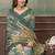 Green printed art silk designer pallu saree