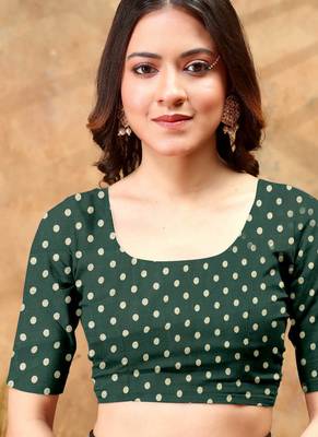 Green printed art silk designer pallu saree 4