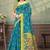 Teal printed art silk designer pallu saree