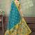 Teal printed art silk designer pallu saree