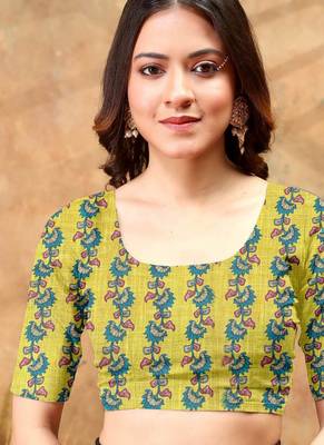 Teal printed art silk designer pallu saree 5