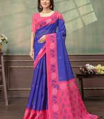 Purple printed art silk designer pallu saree