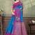 Teal printed art silk designer pallu saree