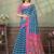 Teal printed art silk designer pallu saree