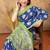 Blue printed art silk designer pallu saree