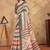 Cream printed art silk designer pallu saree