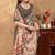 Cream printed art silk designer pallu saree