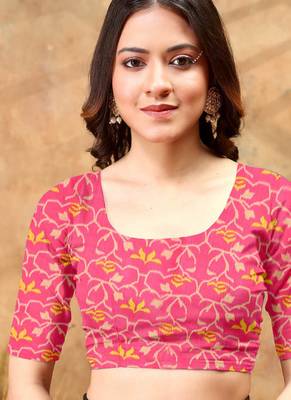 Yellow printed art silk designer pallu saree 5