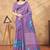 Purple printed art silk designer pallu saree
