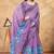 Purple printed art silk designer pallu saree